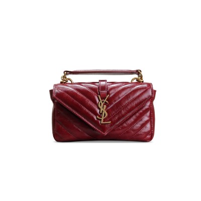 YSL COLLEGE MINI CHAIN BAG IN OIL WAX LEATHER 779430 (20*13*3cm)